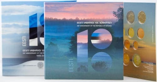 Estonia, Latvia and Lithuania jointly issued a commemorative euro coin with a common design in 2018, celebrating the establishment of the States of Estonia and Latvia and the re-establishment of the State of Lithuania. KMS • BU • Folder
