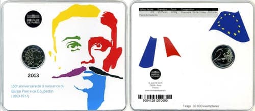 150th anniversary of the birth of Pierre de Coubertin, initiator of the revival of the Olympic Games and first president of the International Olympic Committee BU • Blister