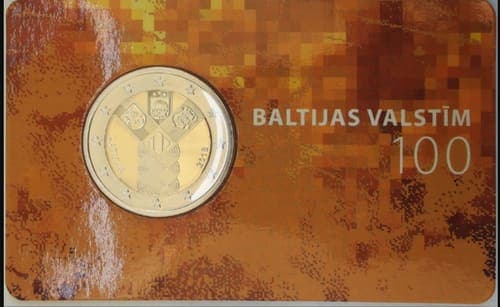 Estonia, Latvia and Lithuania jointly issued a commemorative euro coin with a common design in 2018, celebrating the establishment of the States of Estonia and Latvia and the re-establishment of the State of Lithuania BU • Card
