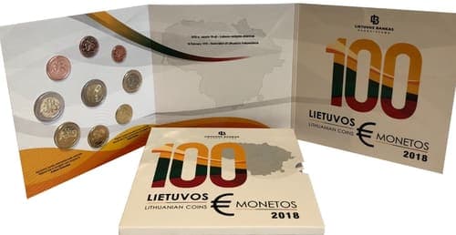 Estonia, Latvia and Lithuania jointly issued a commemorative euro coin with a common design in 2018, celebrating the establishment of the States of Estonia and Latvia and the re-establishment of the State of Lithuania KMS • BU • Folder