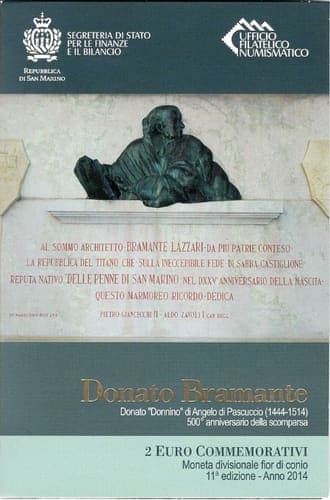 500th anniversary of the death of Bramante Lazzari delle Penne di San Marino BU • Blister
