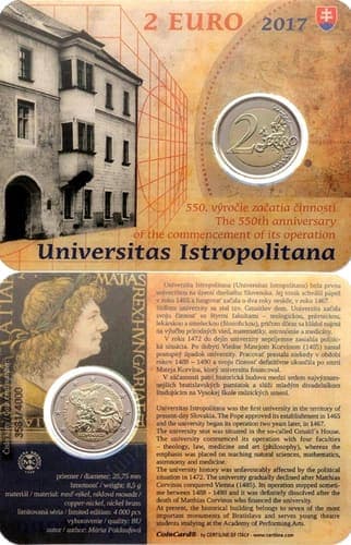 The 550th anniversary of the University Istropolitana BU • Card