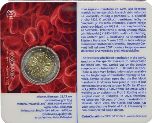 The 100th anniversary of the first blood transfusion in Slovakia BU • Card