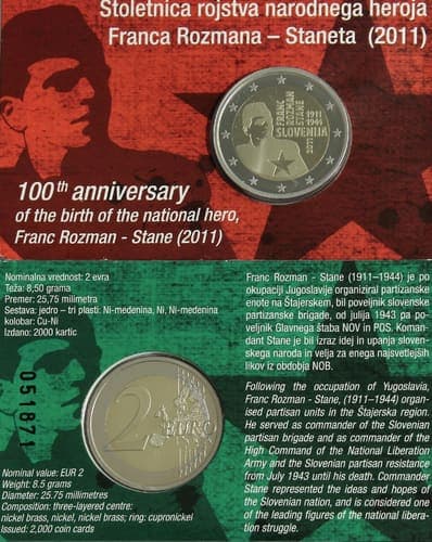 100th anniversary of the birth of Franc Rozman-Stane Proof • Card