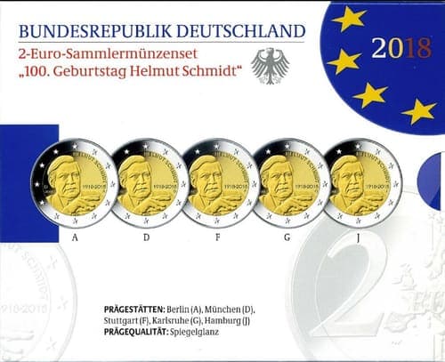 The 100th birthday anniversary of the great German statesman and Chancellor Helmut Schmidt (1918-2015) CCS • Proof • Folder
