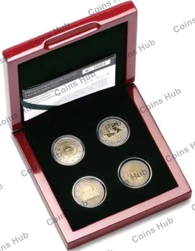 set of 4 commemorative 2€ coins from 2024-2025